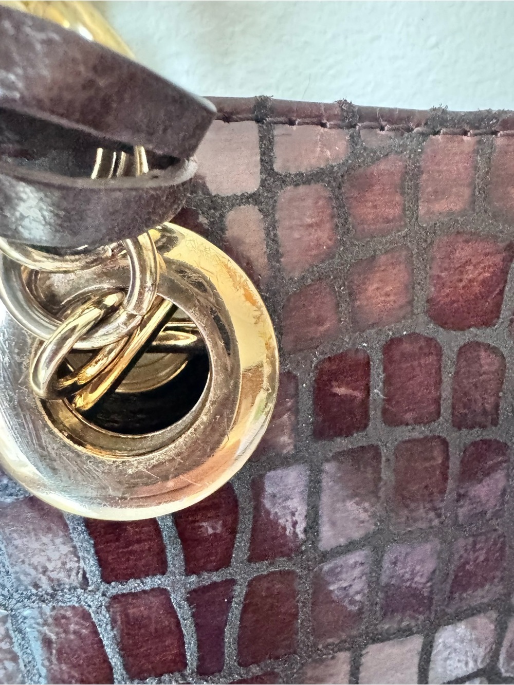 Cynthia Rowley Brown Genuine Leather Croc-Embossed Large Tote with Gold Hardware - Picture 12 of 16